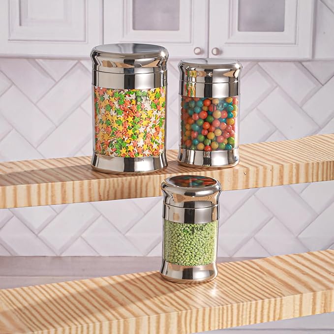 Stainless Steel Air Tight Fusion Canister Multipurpose Unbreakable Jar, 125ml FOC-00