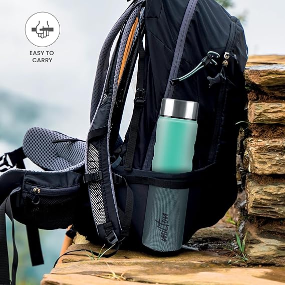 Stream 1000 Stainless Steel Water Bottle 1020 ml, Single Walled, ISI Certified I Leak Proof Lid, Rust Proof I For School, Office, Gym