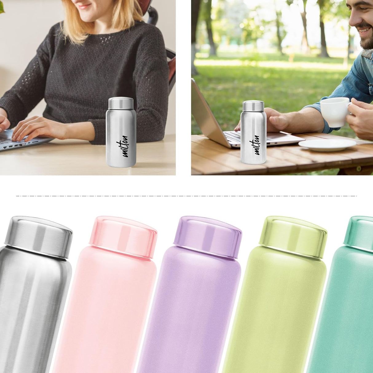 Aqua 1000 Stainless Steel Water Bottle 950 ml, Single Walled, ISI Certified I Leak Proof Lid, Rust Proof I For School, Office, Gym I Silver