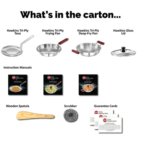 Hawkins 3 pc Triniti Tri-Ply Stainless Steel Cookware Set (SSET1)