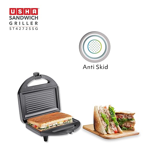 Usha 750 W ST4272 SSG Non-Stick Food Grade Material Sandwich Griller (Stainless Steel)