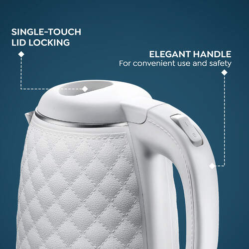 PKCT 1.5 Litre Electric Kettle with Designer Cool Touch Exterior| Stainless Steel Inner Body| Dry Heat Protection|White