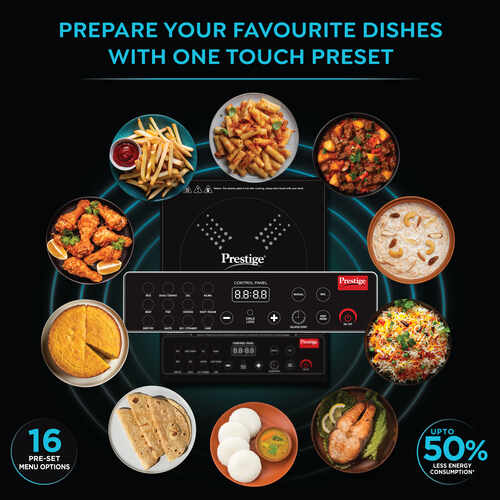 Cookcenter Induction Cooktop Combo | 5L Flip-On Pressure Cooker | Glass Lid | 4 Idly Plates | Frying Basket | Cake Mould | Cooker Separator | All-in-One Cooking Station