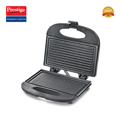 PGFSP - Spatter Coated Non-stick Sandwich Toaster with Fixed Grill Plate, Black