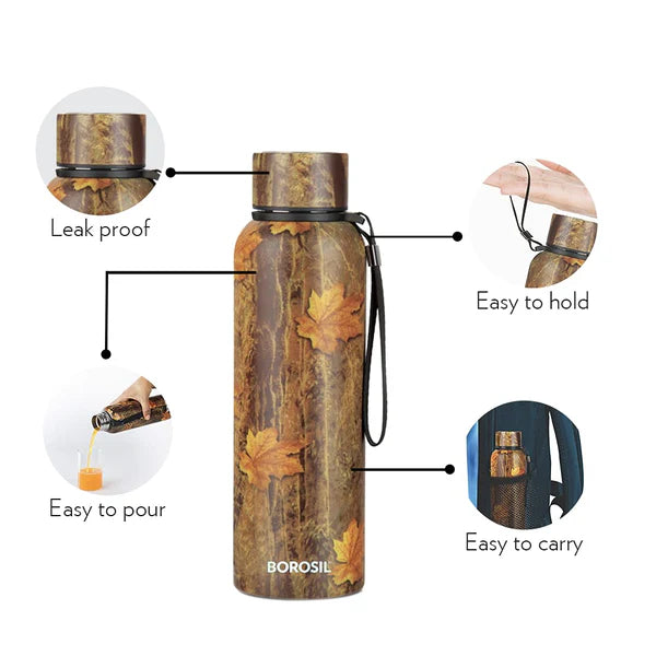 Trek Maple 700ML Stainless Steel Water Bottle (BT700MPL7116) – 20 Hours Hot, 24 Hours Cold, Wide Mouth, Durable Finish