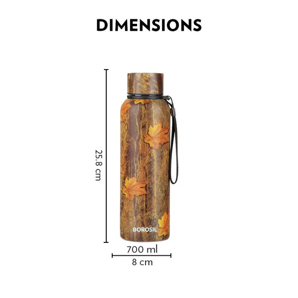 Trek Maple 700ML Stainless Steel Water Bottle (BT700MPL7116) – 20 Hours Hot, 24 Hours Cold, Wide Mouth, Durable Finish