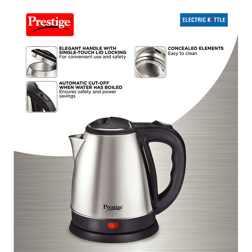 PKOSS Stainless Steel Electric Kettle 1500W, 1.8L (Silver)