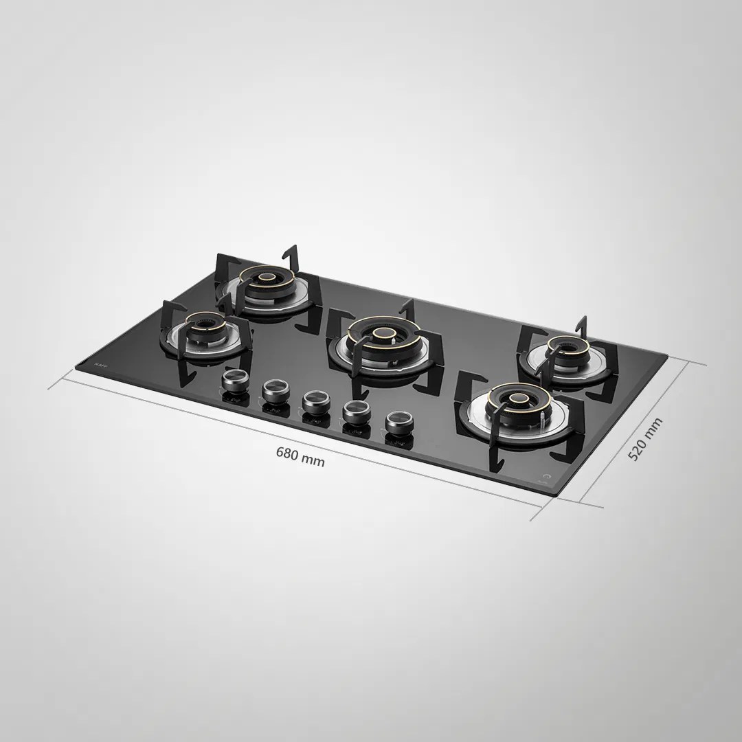 ALN 865 – 86cm Built-in Hob with 5 Heavy-Duty Brass Burners & Auto Ignition