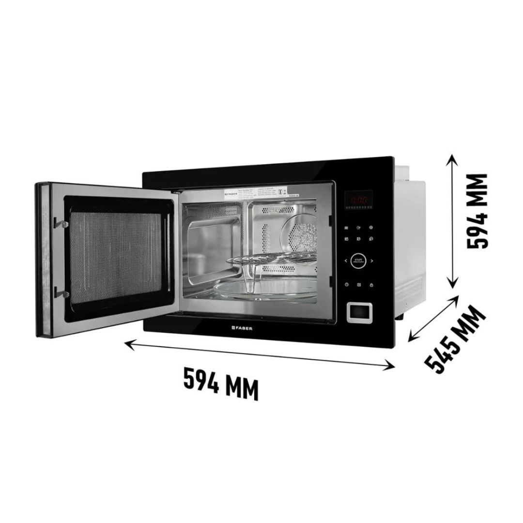 Faber FBIMWO 32L GLB 32 Liters Built-In Microwave Oven Electric Control Three Layer Glass Door Black Finish