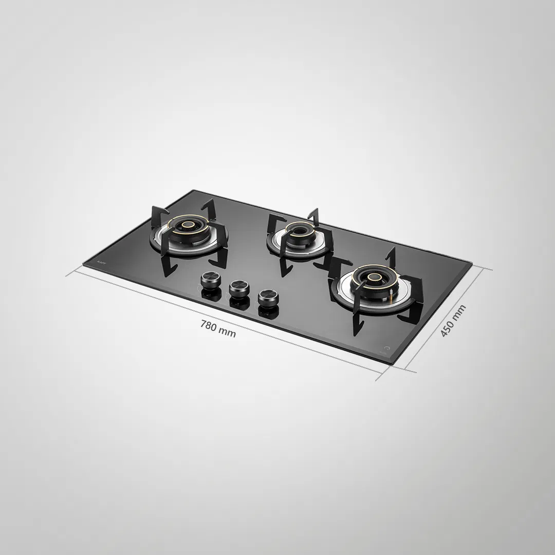 ALN 783 – 73cm Built-in Hob with 3 High-Efficiency Brass Burners & Auto Electric Ignition