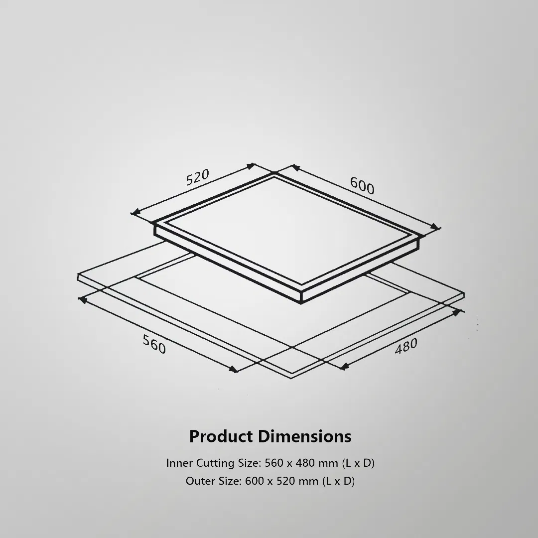 MFBX 603 – 3 Full Brass Burners Built-in Hob | Auto Electric Ignition | 60cm | High-Efficiency Burners | Flame Failure Safety | Square Drip Tray