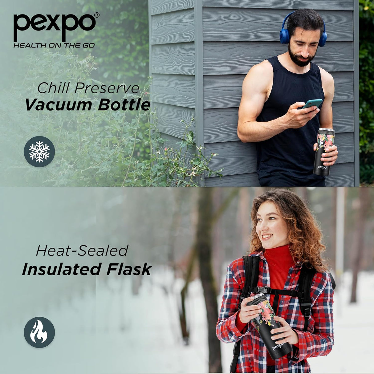 Pexpo Crypto Art 500 ISI Certified Hot & Cold Flask -Brown UV Cup Print Stainless Steel - 430ml | Vacuum Insulated Thermosteel Flask| Leak Proof| Thermos Mug| Travel Mug | Adults| Boys & Girls