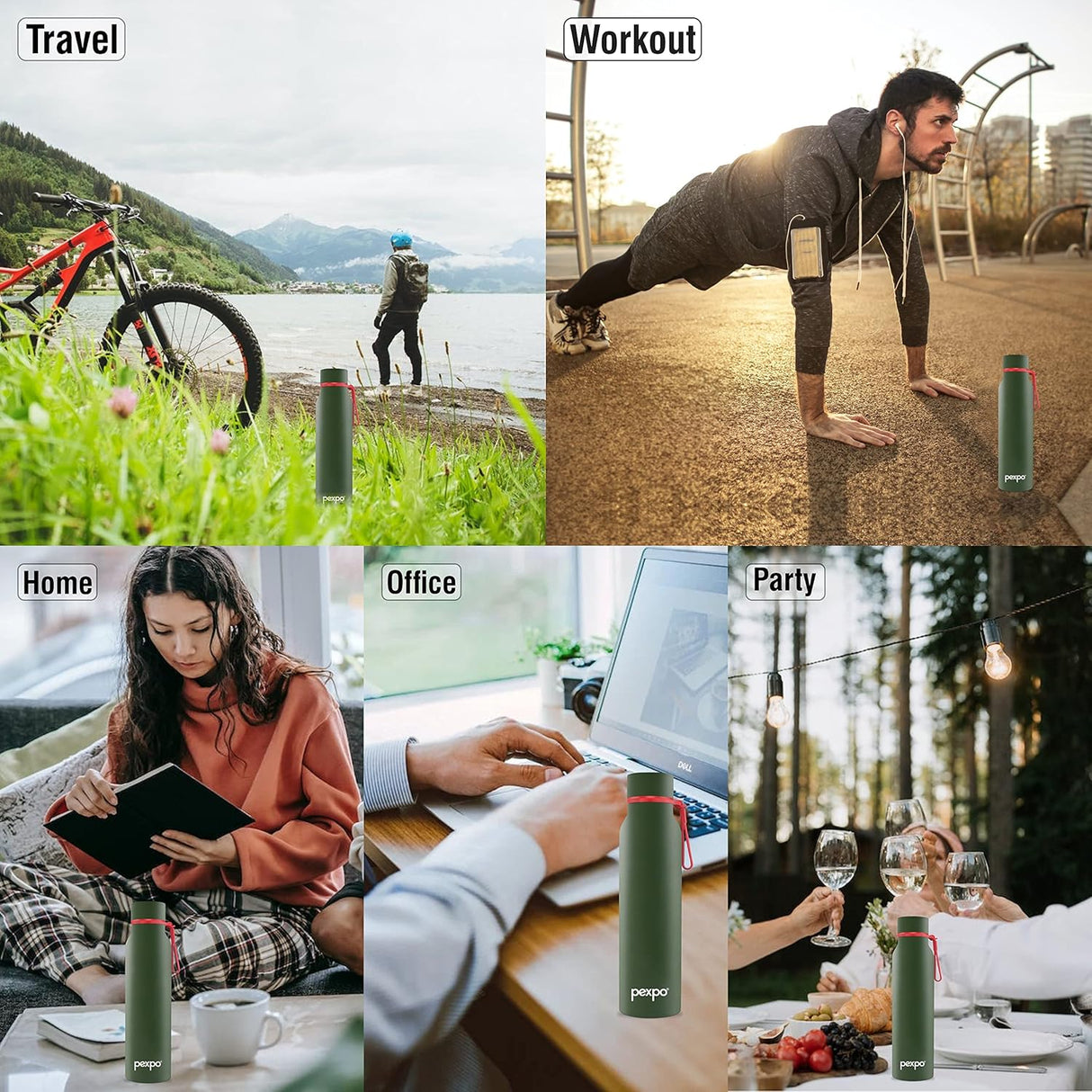 Pexpo Bosco Hot & Cold Water Bottle 600 ML Green