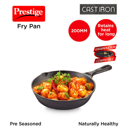 Prestige Cast Iron Scratch Resistant Round Base Fry Pan, 20cm (Black) 30558