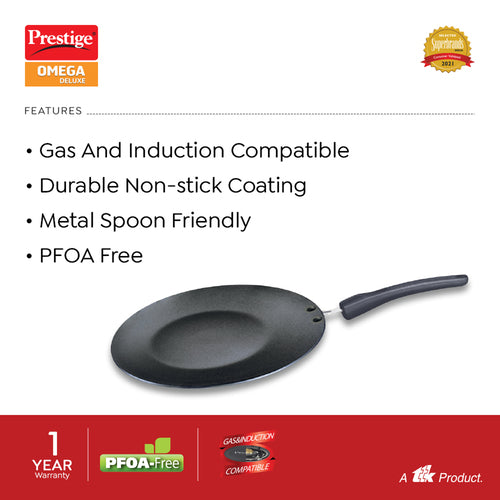 Omega Deluxe Non-stick Concave Tawa, 25cm (Red) 36720