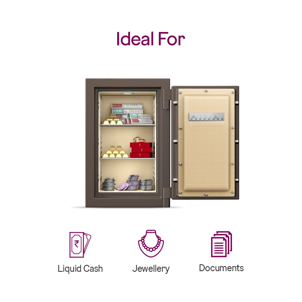 Matrix 2414 (66L) EL+KL Fire-Resistant Home Locker with Dual Lock – Coffee Brown