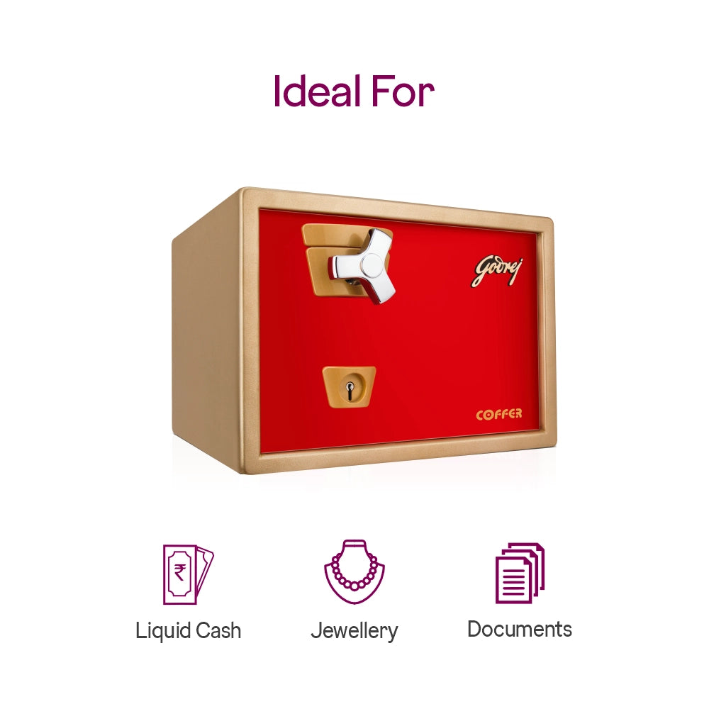 Premium Coffer V1 Red Home Locker with Key Lock