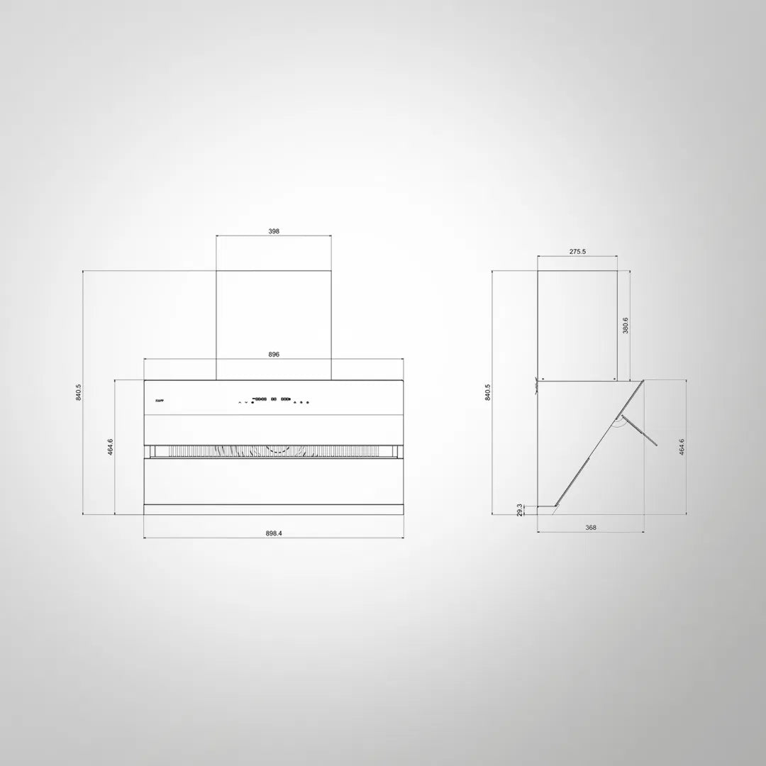ALBURY Super 90 DC Filterless Smart Chimney | 90 cm Wall-Mounted, 1480 m³/hr, Auto Clean, Gesture Control, Matte Black Glass