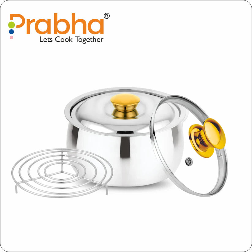 Annapurna Casserole Belly With Steel & Glass Lid 2.2L
