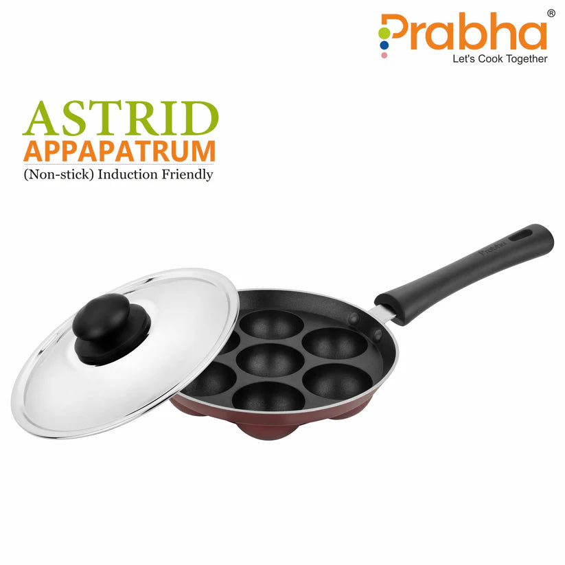 Astrid Nonstick Appapatrum With Steel Lid 12 Craters