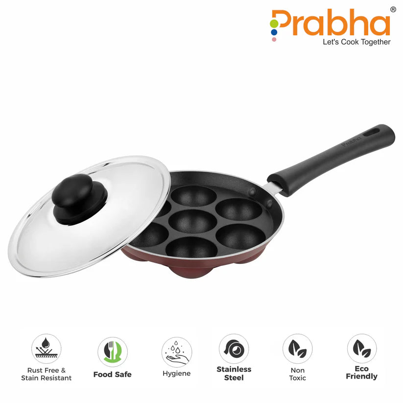 Astrid Nonstick Appapatrum With Steel Lid 12 Craters