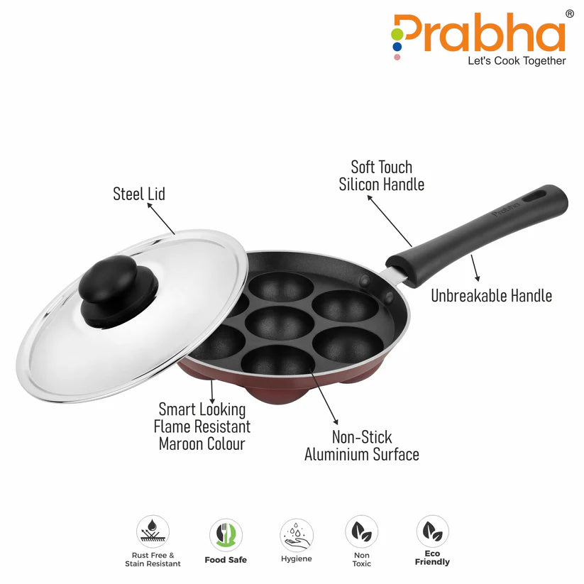 Astrid Nonstick Appapatrum With Steel Lid 12 Craters