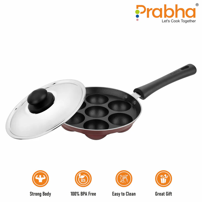Astrid Nonstick Appapatrum With Steel Lid 12 Craters