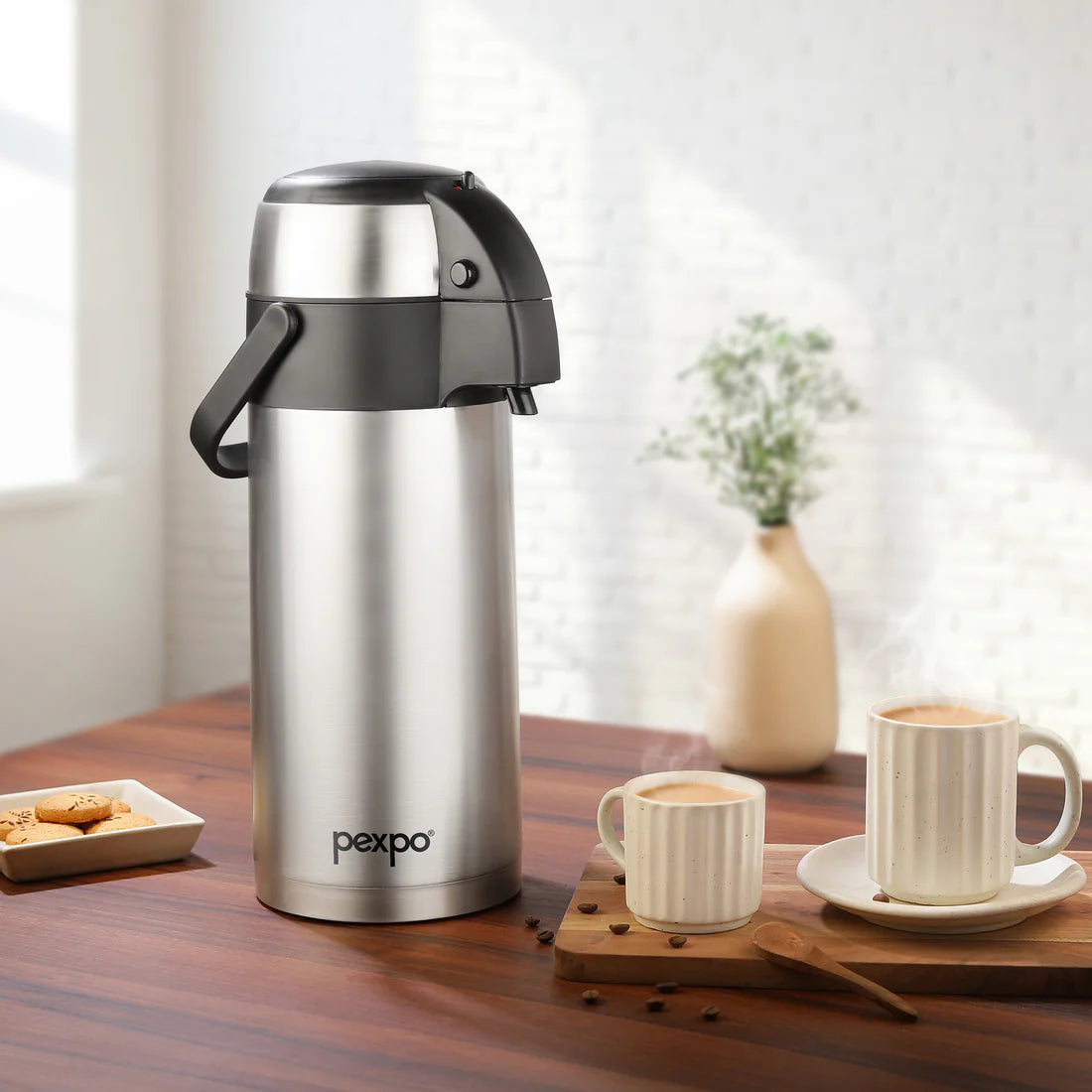 Pexpo AquaPort Double Walled Vacuum Insulated -Coffee/Tea Carafe Heat & Cold Retention 2500 ML