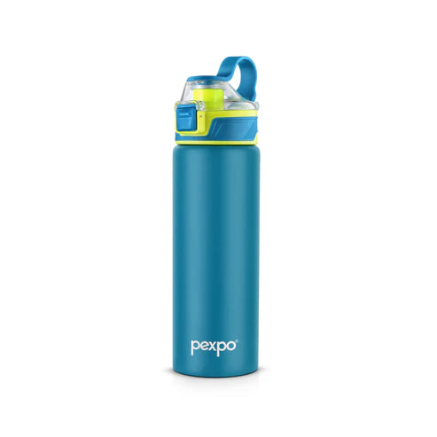 Pexpo Arctic SS Water Bottle with Double Lock Sipper Cap 800 ML Teal Blue