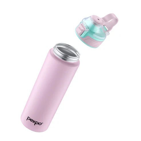 Pexpo Arctic SS Water Bottle with Double Lock Sipper Cap 800 ML Black Knight