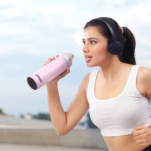 Pexpo Arctic SS Water Bottle with Double Lock Sipper Cap 800 ML Black Knight