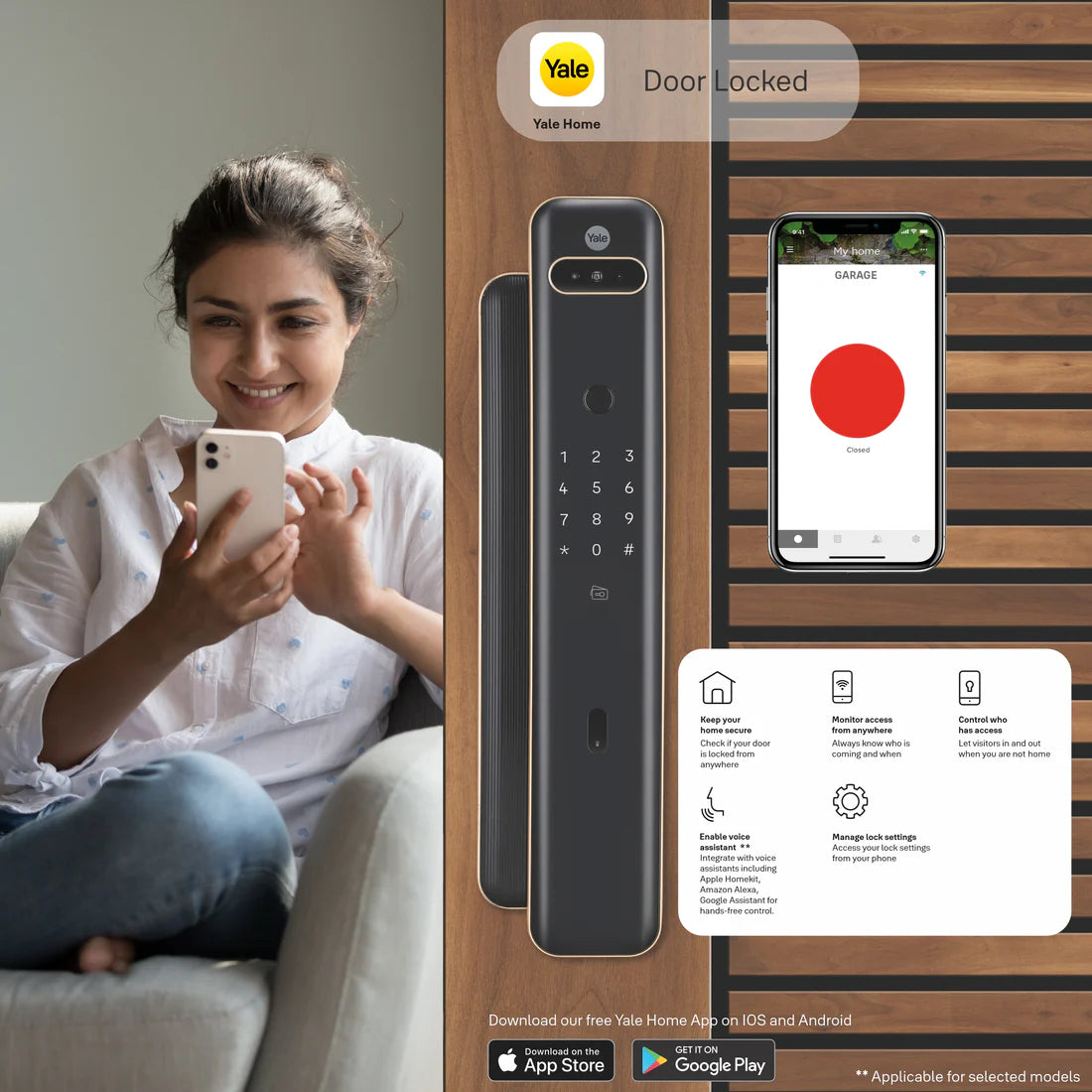 Luna Pro+ Smart Lock with Face scan technology, Fingerprint, PIN, RFID and Manual Key (Bluetooth Module and Wifi Bridge Included)