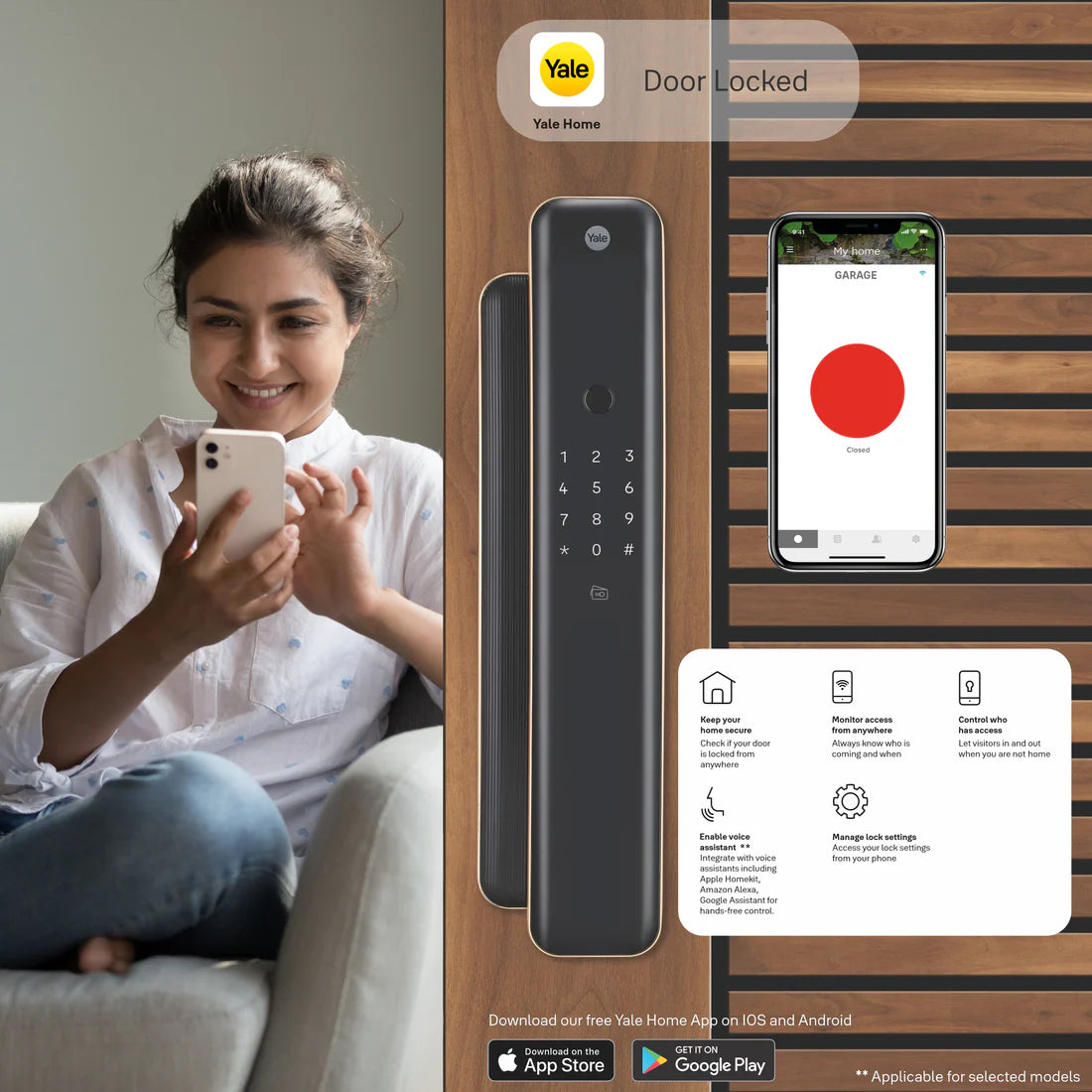 Yale Luna Pro Smart Lock with Fingerprint, PIN, RFID and Manual Key (Bluetooth Module and Wifi Bridge Included)