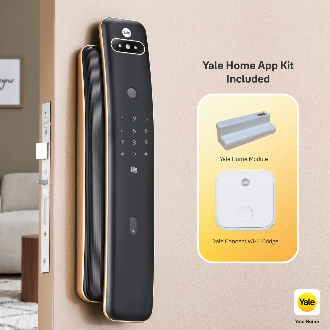 Luna Pro+ Smart Lock with Face scan technology, Fingerprint, PIN, RFID and Manual Key (Bluetooth Module and Wifi Bridge Included)