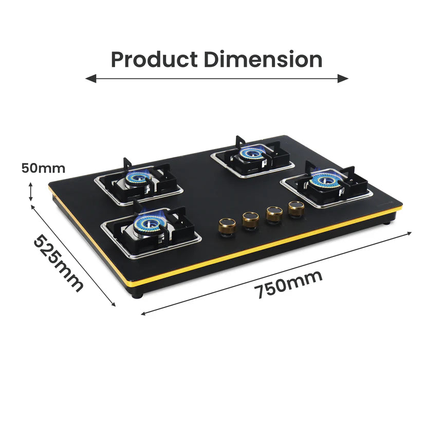 Shine Gold Four Burner Gas Stove/Hob Top Auto Ignition