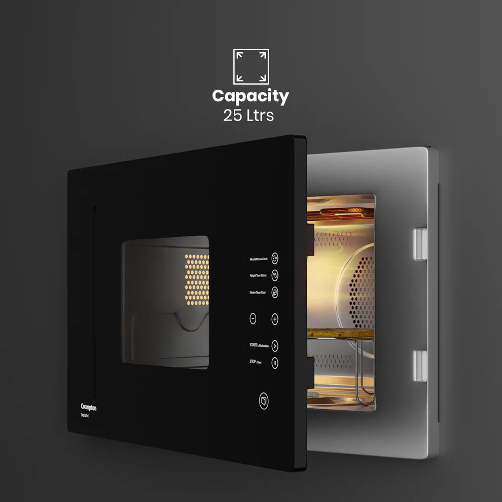 GrandArt 25L Built-in Convection Microwave Oven with Grill, Auto Menu & Surge Protection (MWO-GACON25L-MBL)