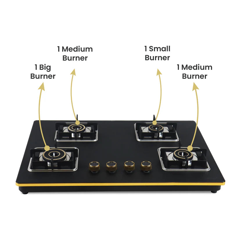 Shine Gold Four Burner Gas Stove/Hob Top Auto Ignition