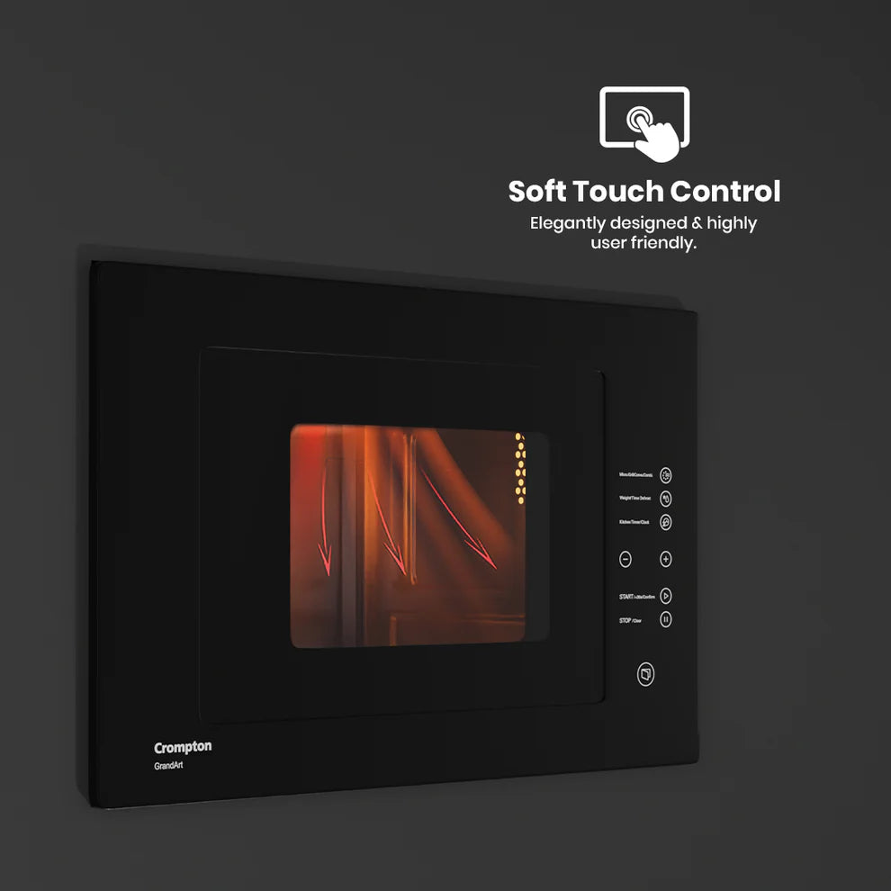 GrandArt 25L Built-in Convection Microwave Oven with Grill, Auto Menu & Surge Protection (MWO-GACON25L-MBL)