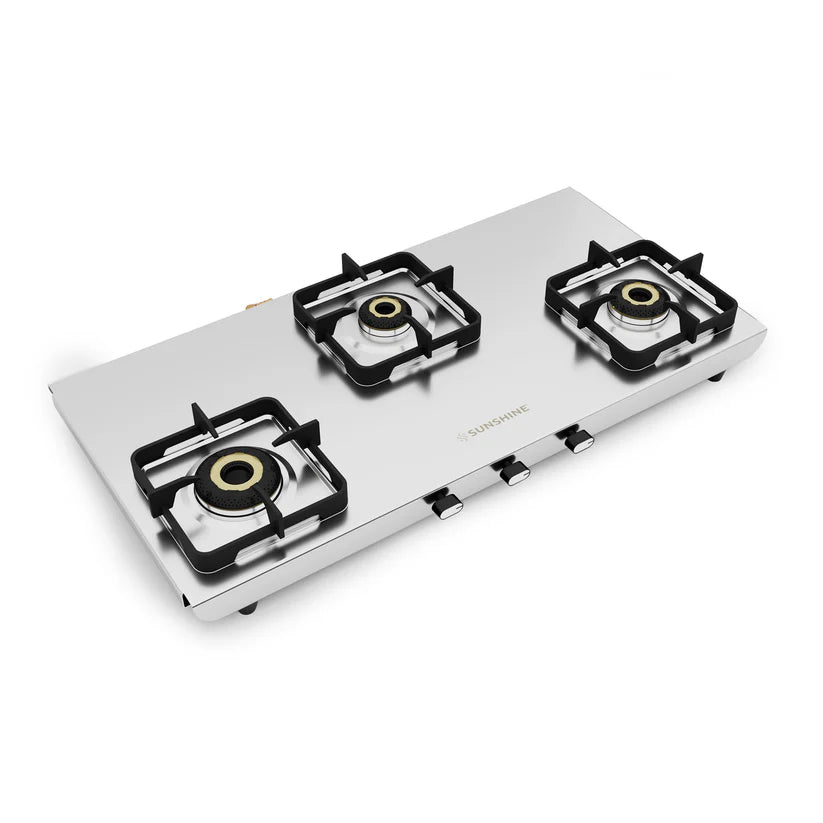 Curvv Matte Stainless Steel Cooktop Manual Ignition 3 Burner