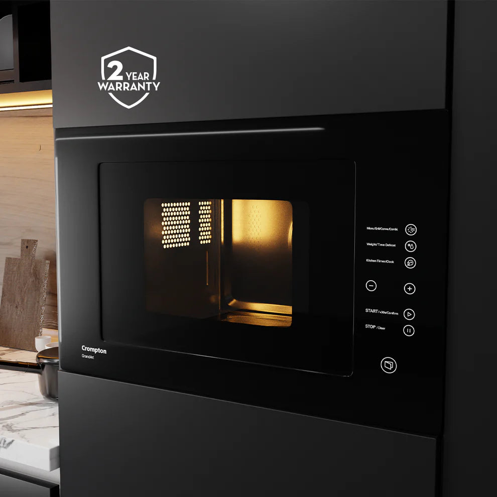 GrandArt 25L Built-in Convection Microwave Oven with Grill, Auto Menu & Surge Protection (MWO-GACON25L-MBL)