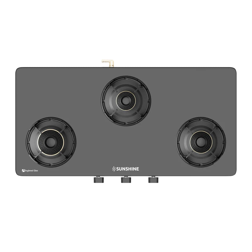 Regal Pro 3 Burner Gas Stove Toughened Glass Cooktop Manual Ignition