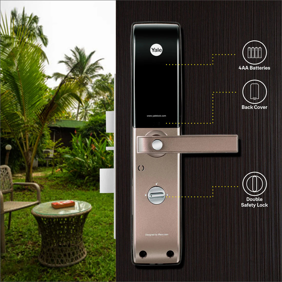 YDM 4115-A Series Biometric Smart Lock (Brown)