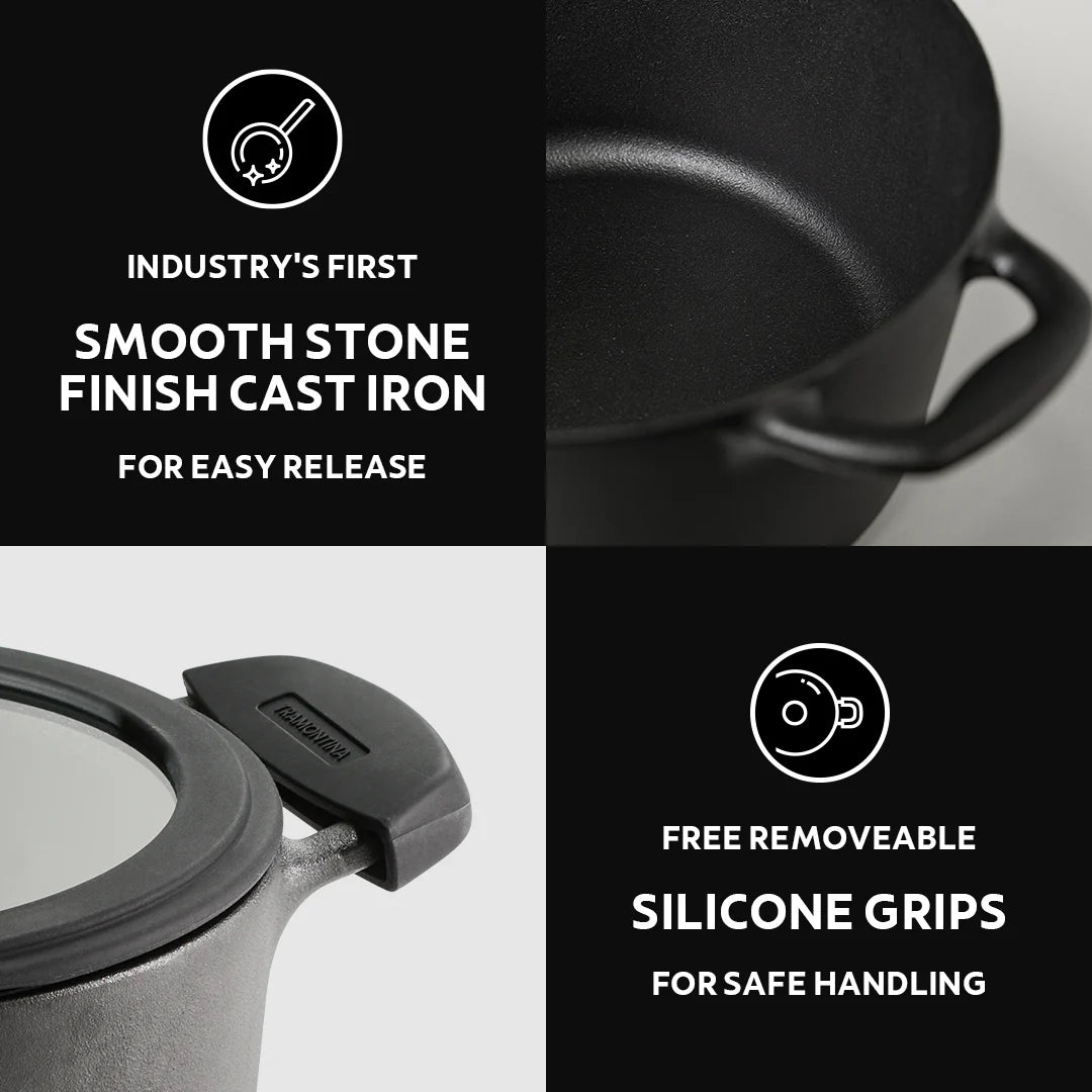 Tramontina Titanex 20 cm Pre-Seasoned Cast Iron Biryani Pot – 3.1L