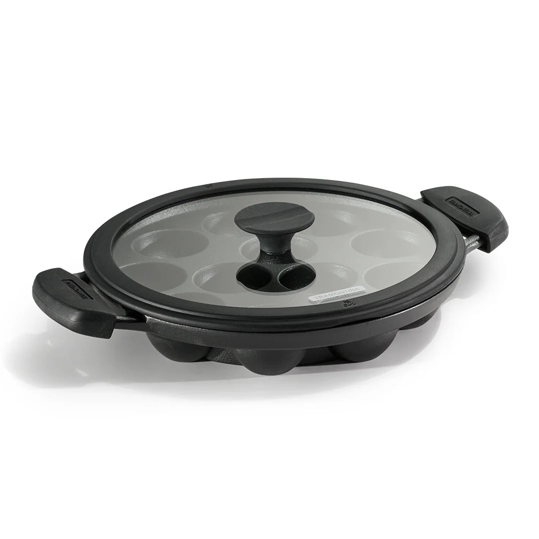 Tramontina Titanex 26 cm Pre-Seasoned Cast Iron Paniyaram/Appe Pan – 12 Pits