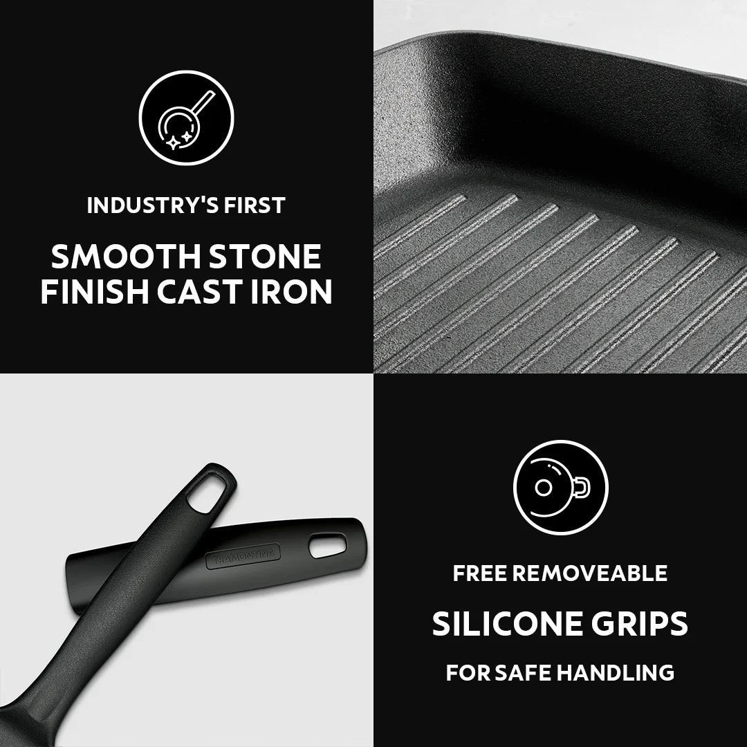 Tramontina Titanex 27 cm Pre-Seasoned Cast Iron Grill Pan