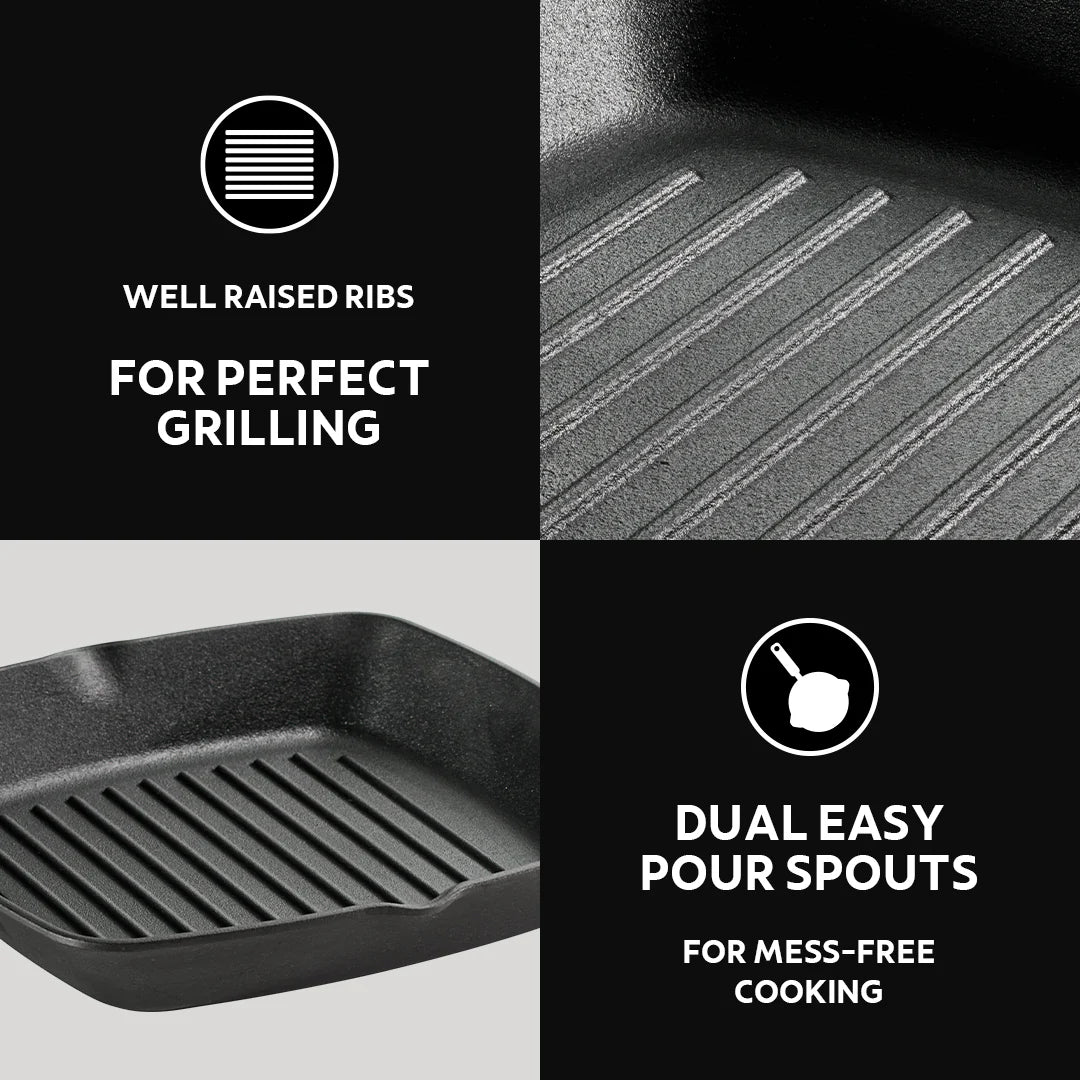 Tramontina Titanex 27 cm Pre-Seasoned Cast Iron Grill Pan