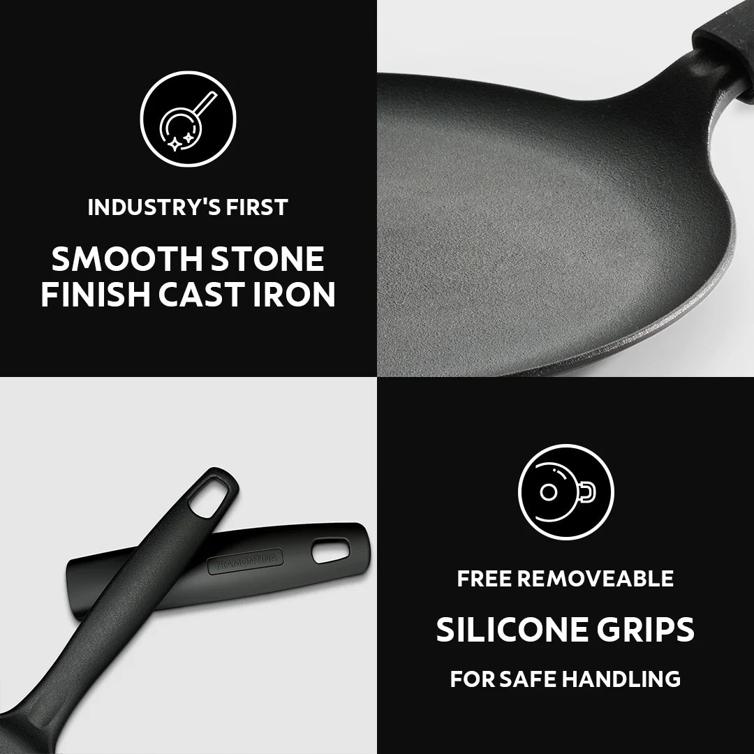 Tramontina Titanex 24 cm Pre-Seasoned Cast Iron Dosa Tawa