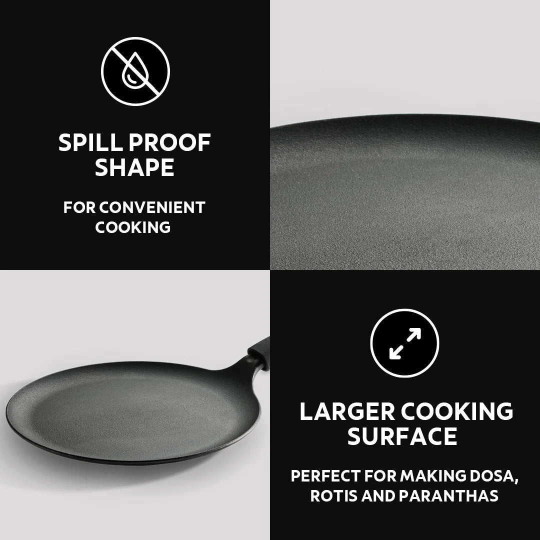 Tramontina Titanex 24 cm Pre-Seasoned Cast Iron Dosa Tawa
