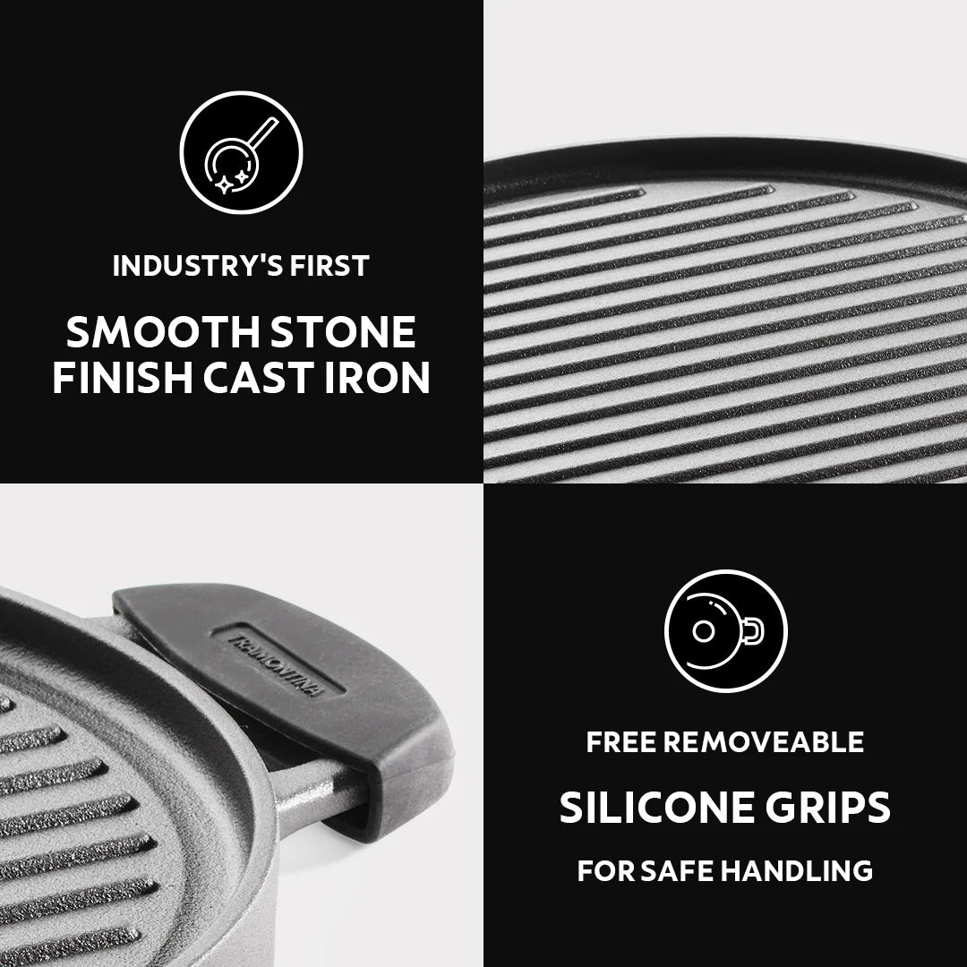 Tramontina Titanex 30 cm Pre-Seasoned Cast Iron Reversible Grill Pan/Tawa