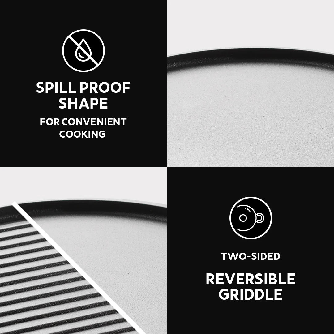 Tramontina Titanex 30 cm Pre-Seasoned Cast Iron Reversible Grill Pan/Tawa